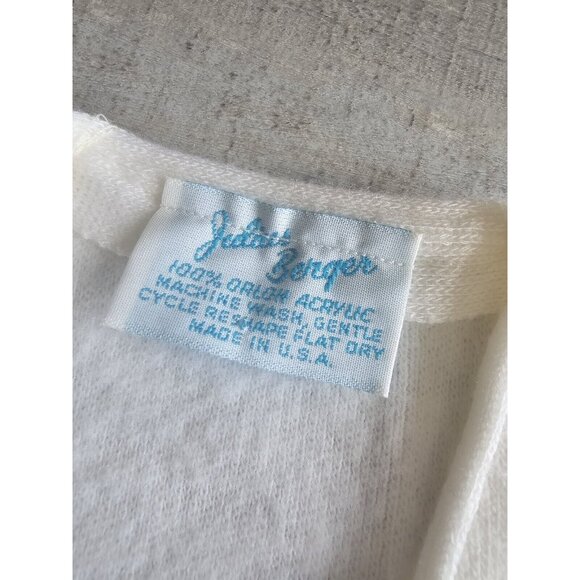 Vintage Julius Berger Baby White Button Up Sweater Cardigan  Baby Blue Bird NB - Picture 6 of 9